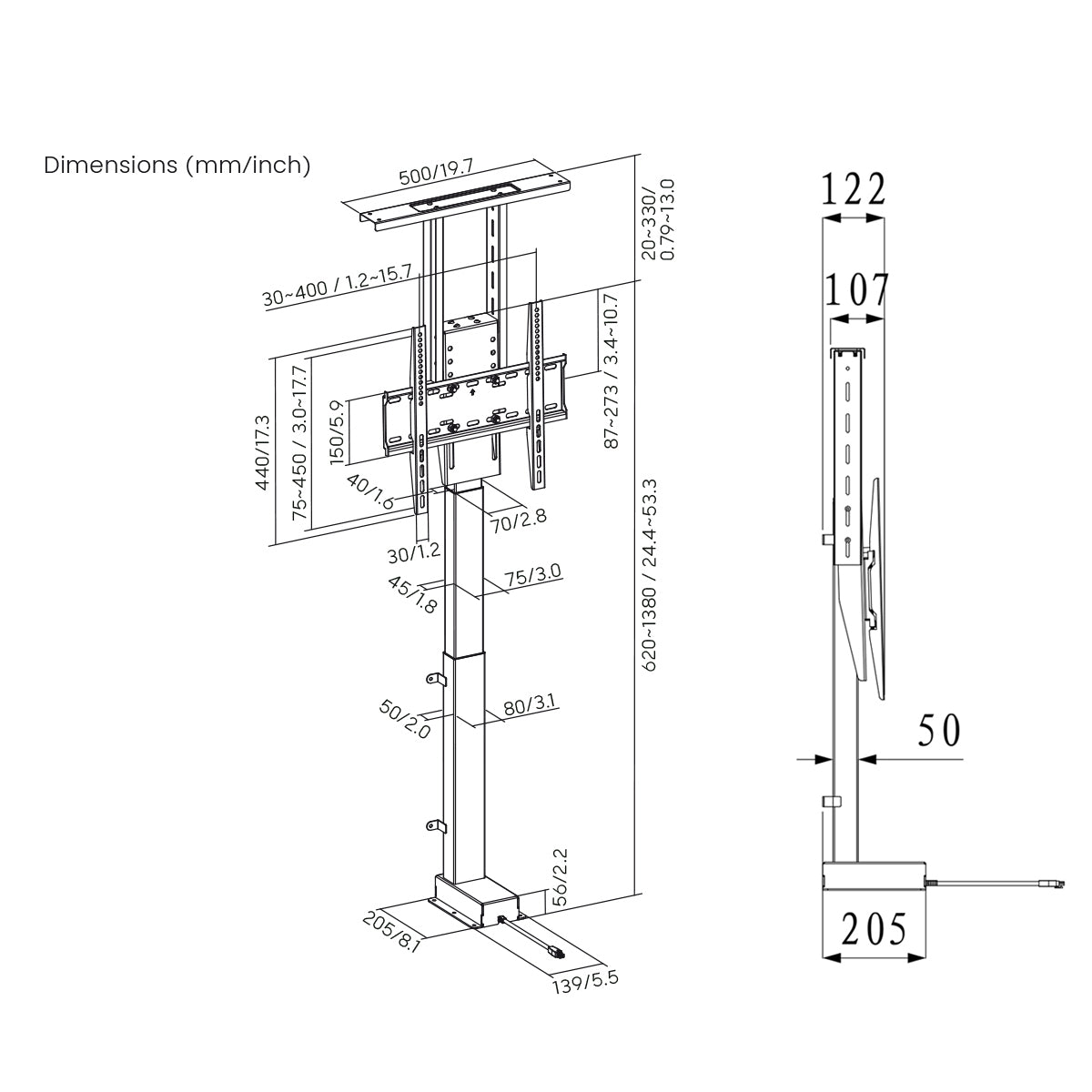 my wall Elektrischer TV Lift mit Sprachsteuerug (HP 63 AL)