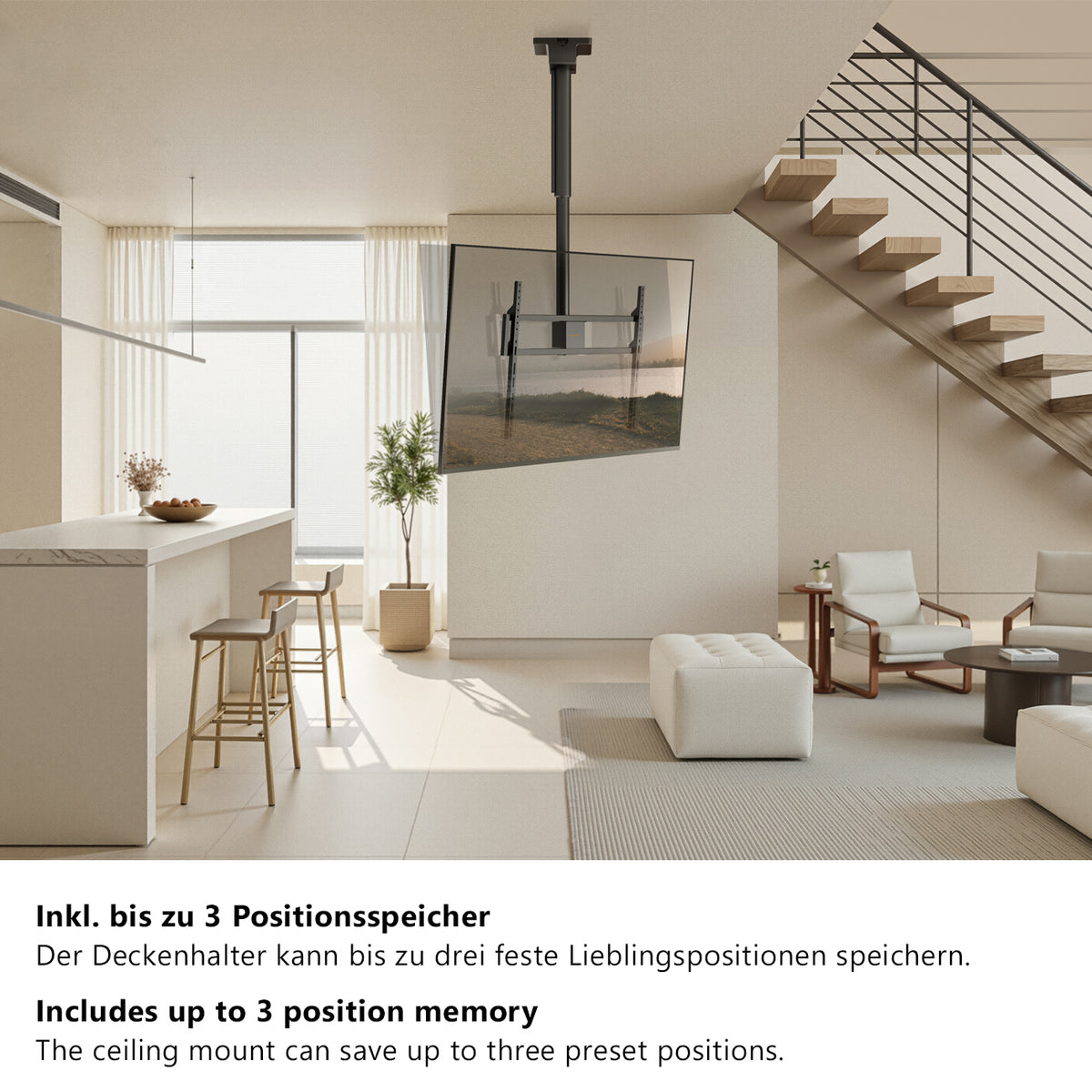 my wall Elektrisch schwenkbare und höhenverstellbare TV Deckenhalterung (HP 68 L)