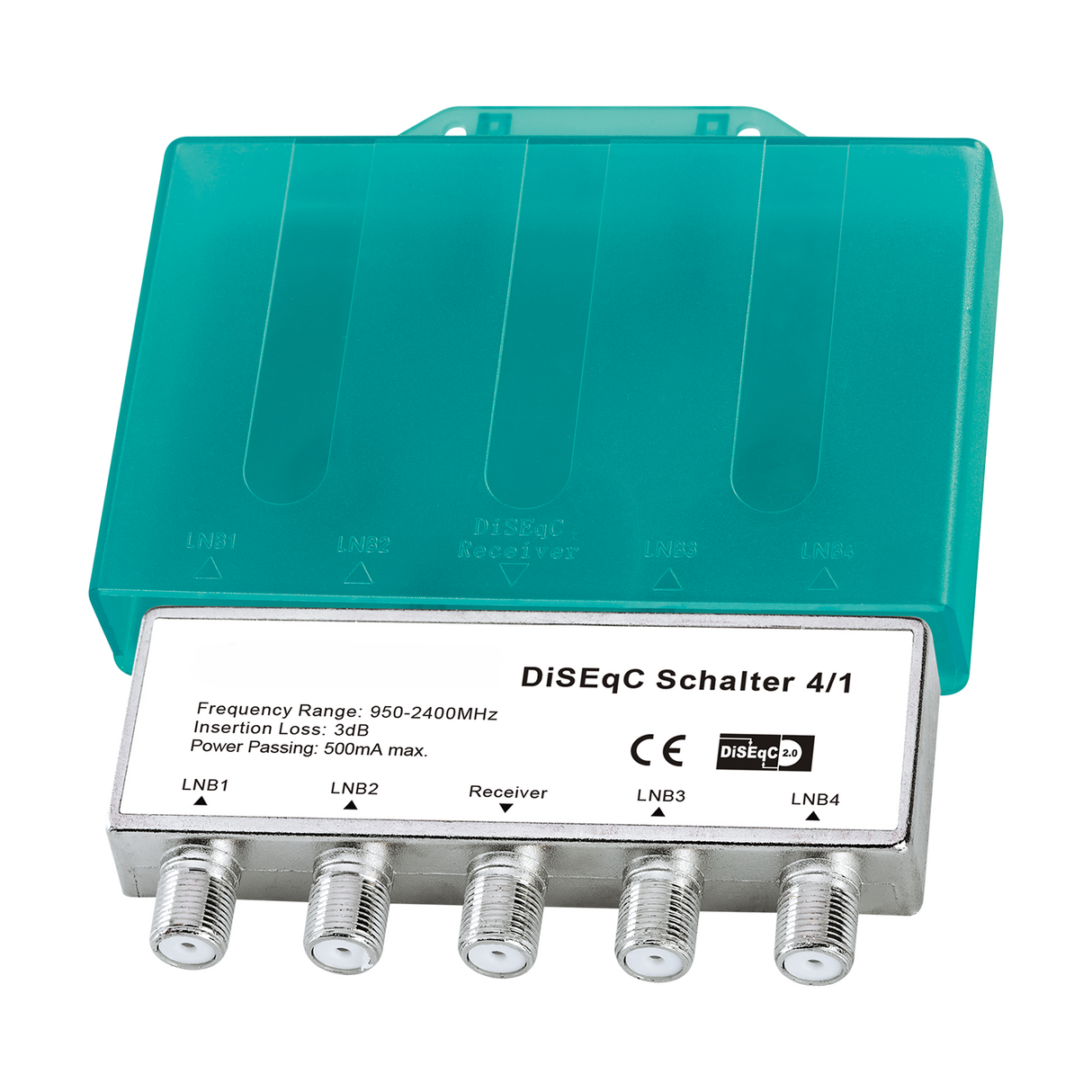 Megasat DiSEqC Schalter 4/1 – 4x1 SAT Switch für 4 LNBs – Full HD, 3D, UHD, 4K, Wetterschutzgehäuse